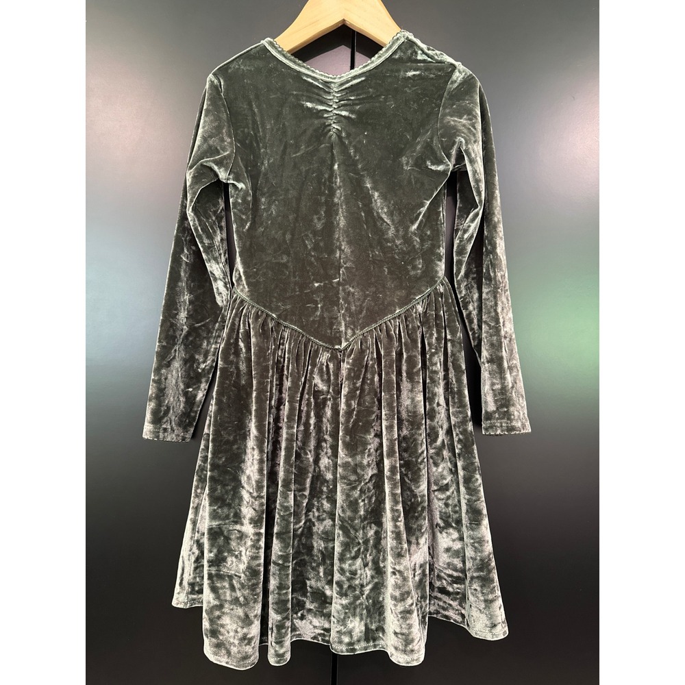 Konges‎ Slojd Carlito Dress Climbing Ivy Green Velvet Girls 4Y AW23 KS103746